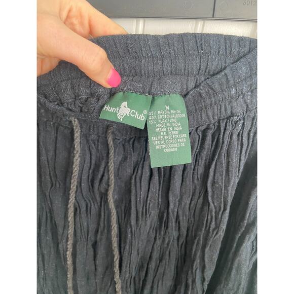 Hunt Club Madi Skirt Women's M Navy Cotton/Flax Crinkle Vintage Western Boho - Picture 3 of 4